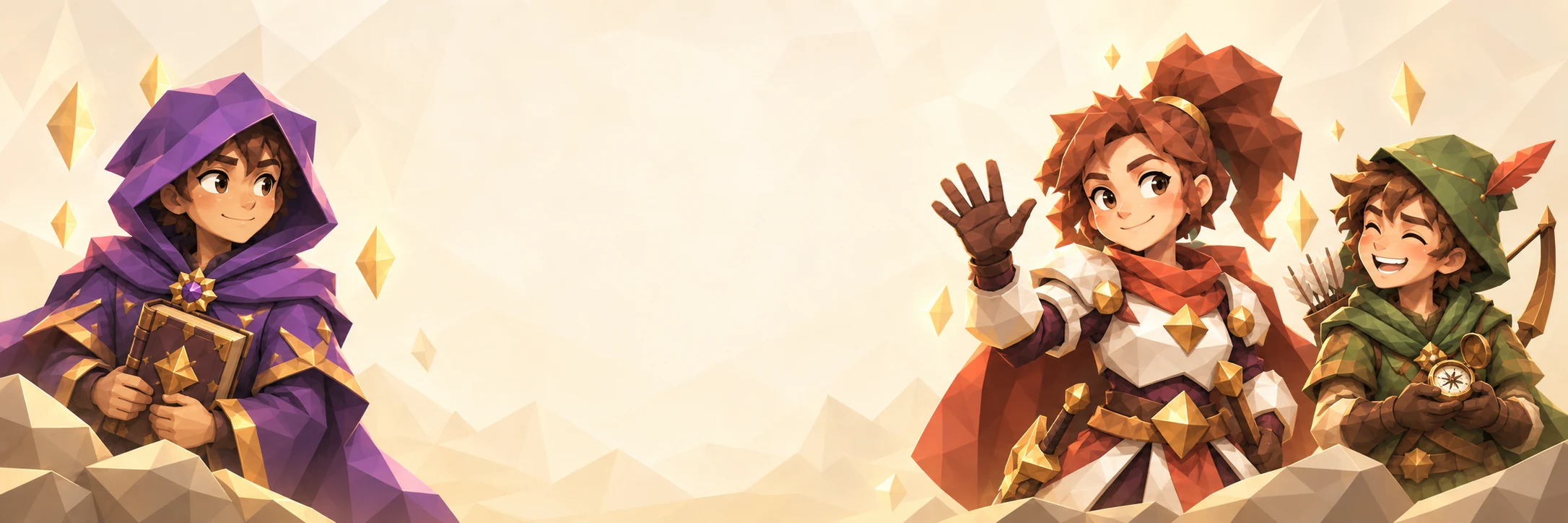 A wizard, knight, and ranger invite you on your next adventure