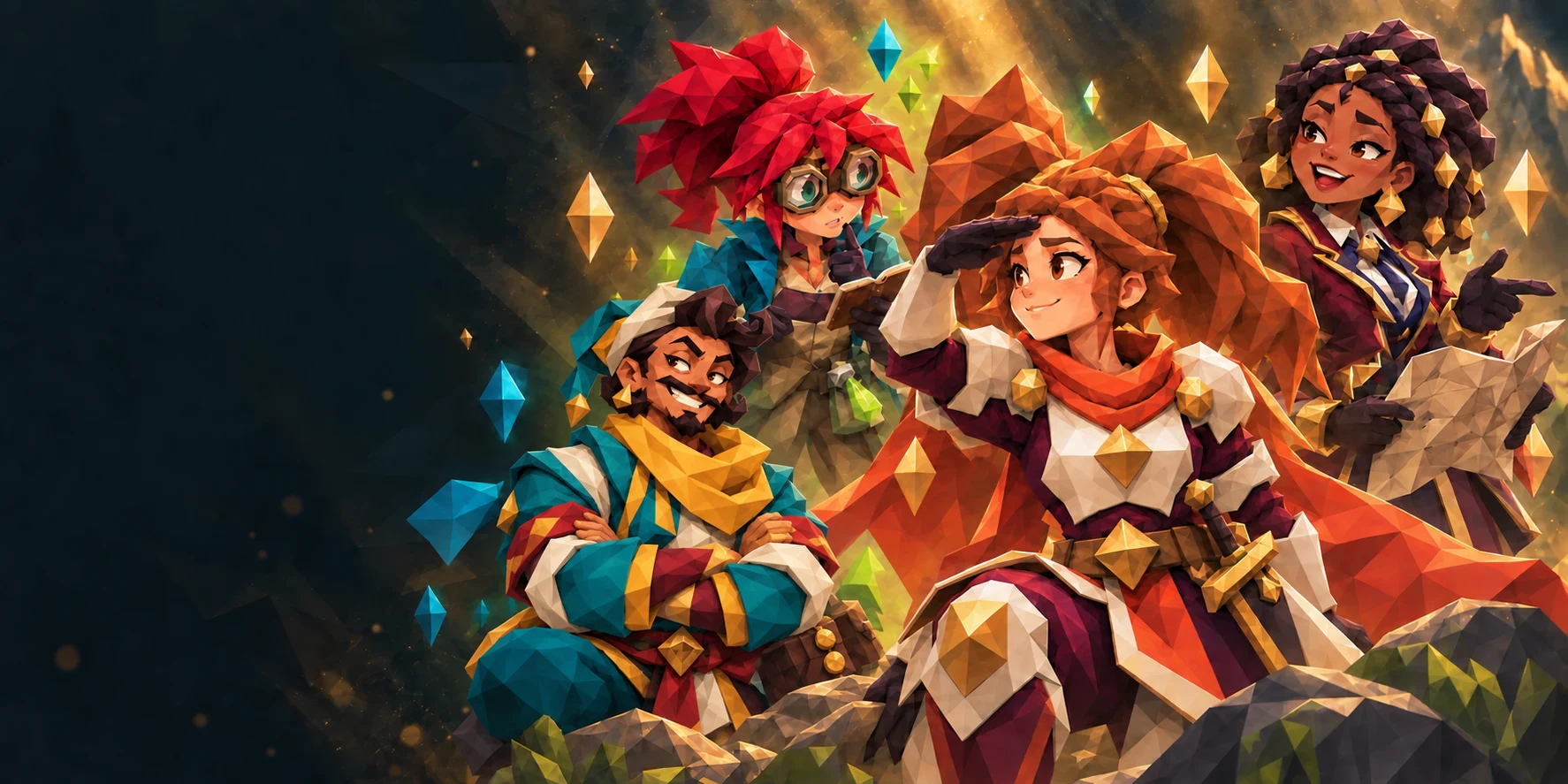 A knight, merchant, alchemist, and guild master, each with their own style